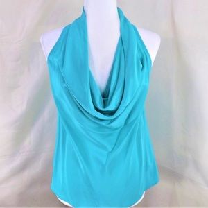 Trina Turk Silk Drape Neck Sleeveless Top Size P
